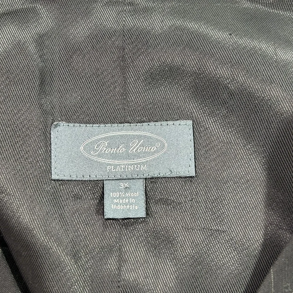 Pronto Uomo Platinum Suit Jacket Vest Set Mens 50R Black Pinstripe Wool 2 Button